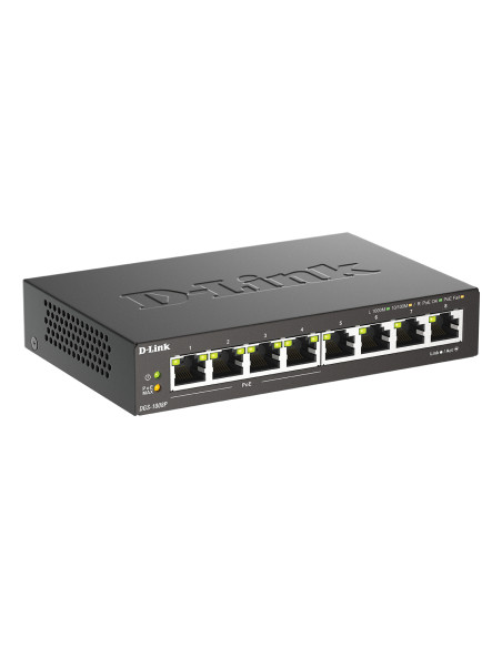 D-Link DGS-1008P/E switch di rete Non gestito L2 Gigabit Ethernet (10/100/1000) Supporto Power over Ethernet (PoE) Desktop Nero