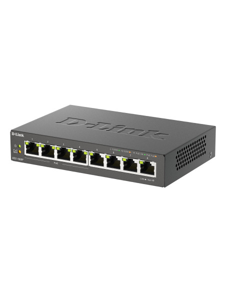 D-Link DGS-1008P/E switch di rete Non gestito L2 Gigabit Ethernet (10/100/1000) Supporto Power over Ethernet (PoE) Desktop Nero