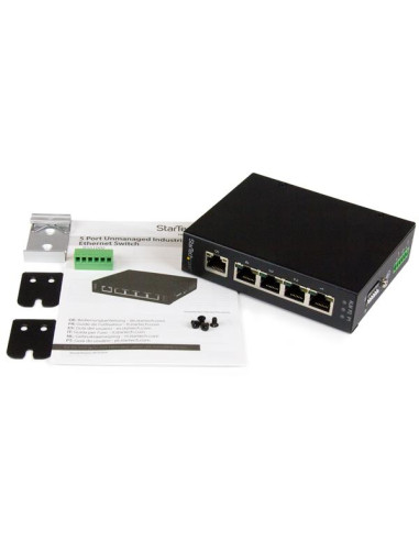 StarTech.com Switch di rete Commutatore Industriale Gigabit Ethernet a 5 porte non gestito - Guide DIN / Montabile a parete