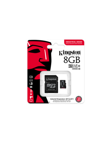 Kingston Technology Scheda microSDHC Industriale 8GB C10 A1 pSLC + Adattatore SD