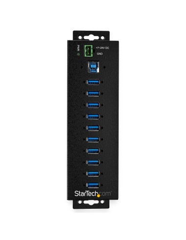 StarTech.com Hub USB 3.0 industriale a 10 porte con adattatore di alimentazione - Protezione contro le sovratensioni - Hub di tr