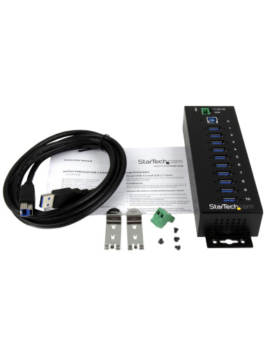 StarTech.com HUB Industriale USB 3.0 a 10 porte - Perno e concentratore USB 3.0 con ESD e protezione da sovratensioni