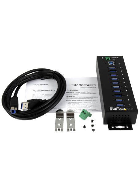 StarTech.com HUB Industriale USB 3.0 a 10 porte - Perno e concentratore USB 3.0 con ESD e protezione da sovratensioni