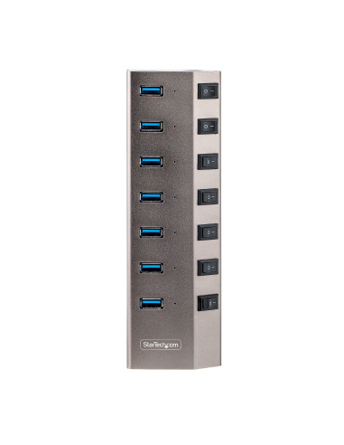 StarTech.com Hub USB-C Autoalimentato a 7 Porte con Interruttori Individuali - Multipresa USB 3.0 5Gbps per Notebook e PC Deskto
