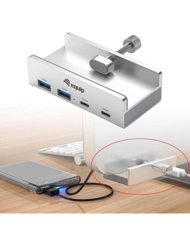 Equip 128967 hub di interfaccia USB 3.2 Gen 1 (3.1 Gen 1) Type-A 5000 Mbit/s Alluminio