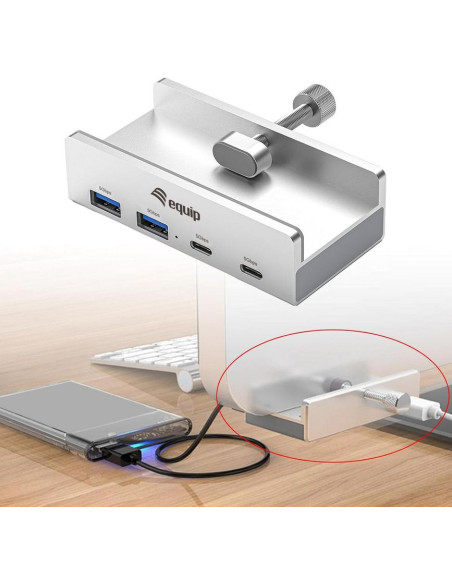 Equip 128967 hub di interfaccia USB 3.2 Gen 1 (3.1 Gen 1) Type-A 5000 Mbit/s Alluminio