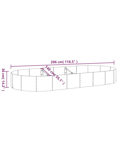 Letto Giardino Acciaio Zincato 296x140x36 cm Marrone