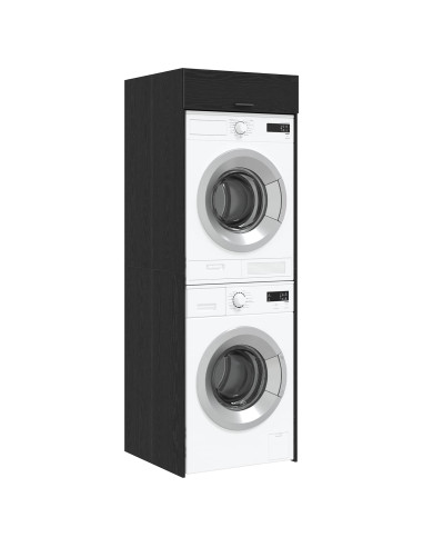 Mobiletto per lavatrice Rovere Nero 67,5 x 68 x 200 cm