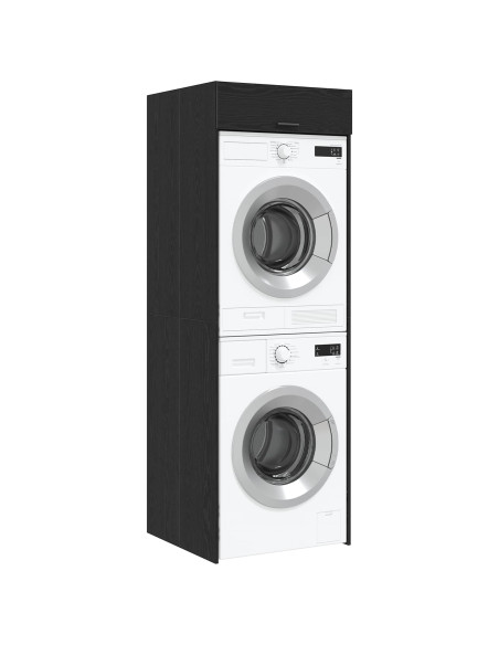 Mobiletto per lavatrice Rovere Nero 67,5 x 68 x 200 cm