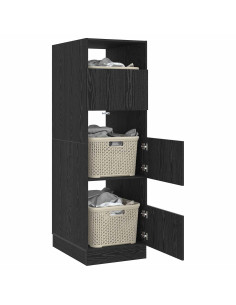 Mobile da lavanderia con porta Rovere Nero 50 x 68 x 162 cm 2