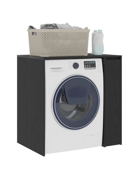 Mobiletto per lavatrice con porta Rovere Nero 87 x 60 x 89 cm