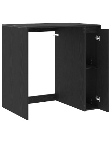 Mobiletto per lavatrice con porta Rovere Nero 87 x 60 x 89 cm