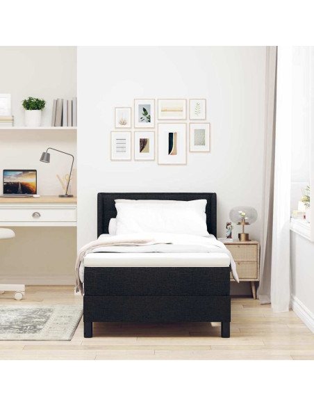 Letto a molle con materasso Nero 200 x 80 cm Poliestere