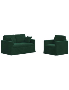 Divano 2 pcs Verde Scuro 2