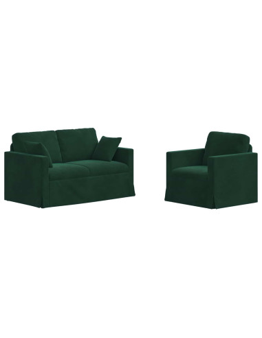 Divano 2 pcs Verde Scuro