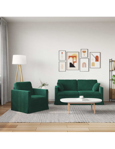 Divano 2 pcs Verde Scuro