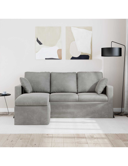Divano Grigio chiaro 178 x 134 x 80 cm Velluto