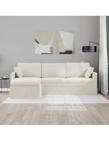 Divano Crema 228 x 134 x 80 cm Velluto