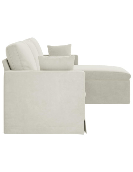 Divano Crema 228 x 134 x 80 cm Velluto