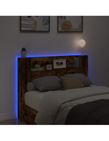 Testata con Mobile e LED Rovere fumé 140 x 16,5 x 103,5 cm