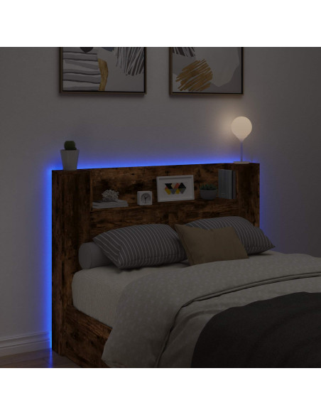 Testata con Mobile e LED Rovere fumé 140 x 16,5 x 103,5 cm