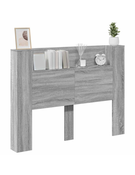 Testata con Mobile e LED Grigio Sonoma 140 x 16,5 x 103,5 cm