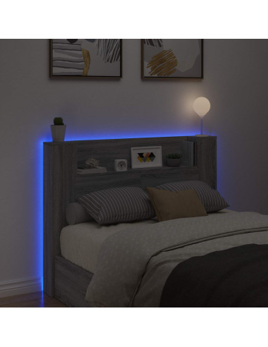 Testata con Mobile e LED Grigio Sonoma 140 x 16,5 x 103,5 cm