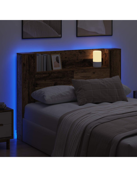 Testata con Mobile e LED Legno vecchio 140 x 16,5 x 103,5 cm