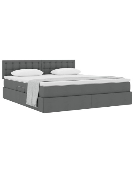 Letto con contenitore e materasso Grigio scuro 160 x 200 cm
