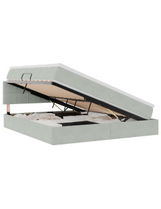 Letto con Contenitore Grigio chiaro 160 x 200 cm Velluto 2
