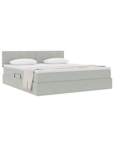 Letto con Contenitore Grigio chiaro 160 x 200 cm Velluto