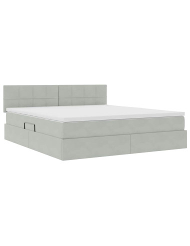 Letto con Contenitore Grigio chiaro 160 x 200 cm Velluto