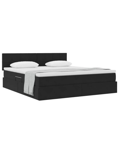 Letto con Contenitore con materasso Nero 160 x 200 cm Velluto