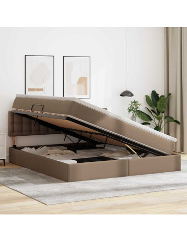 Letto con contenitore e LED con led Cappuccino 180 x 200 cm