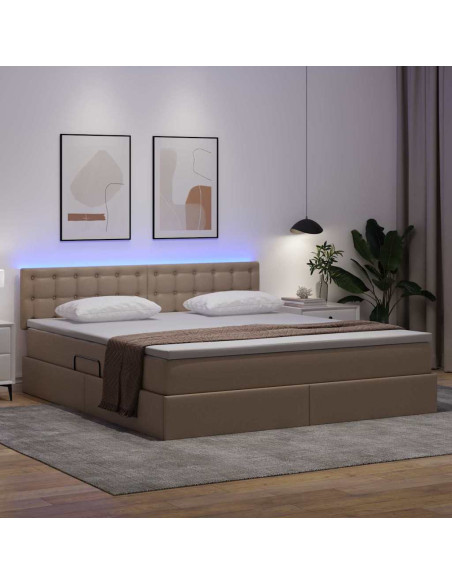 Letto con contenitore e LED con led Cappuccino 180 x 200 cm