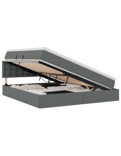 Letto con contenitore e LED Grigio scuro 160 x 200 cm Tessuto 2