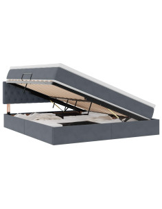 Letto con contenitore e LED Grigio scuro 160 x 200 cm Velluto 2