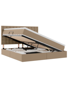 Letto con Contenitore Cappuccino 180 x 200 cm Pelle Sintetica 2