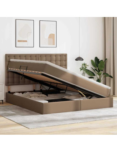 Letto con Contenitore Cappuccino 180 x 200 cm Pelle Sintetica