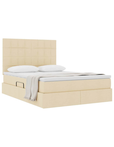 Letto con contenitore e materasso Crema 140 x 200 cm Poliestere