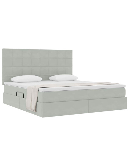Letto con contenitore e materasso Grigio chiaro 160 x 200 cm
