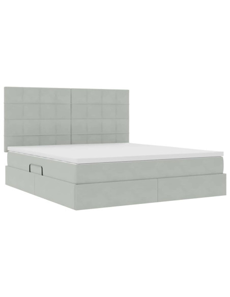 Letto con contenitore e materasso Grigio chiaro 160 x 200 cm