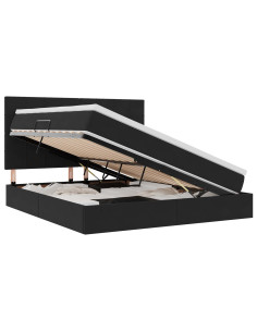 Letto con contenitore e materasso Nero 160 x 200 cm Velluto 2