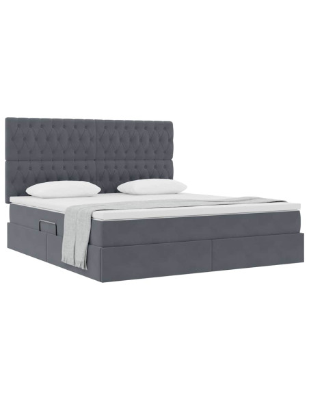 Letto con contenitore e materasso Grigio scuro 160 x 200 cm