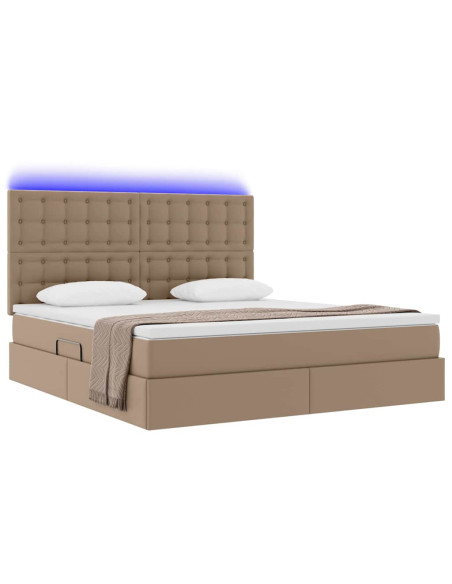 Letto con contenitore e LED con led Cappuccino 180 x 200 cm