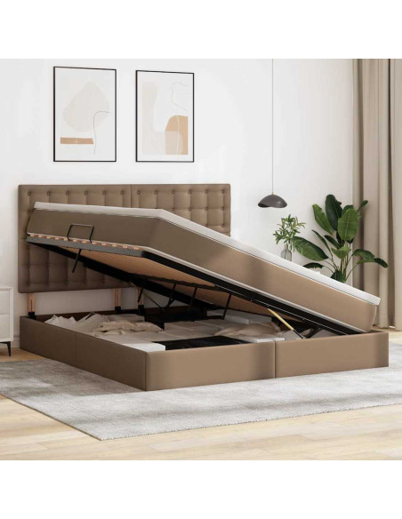 Letto con contenitore e LED con led Cappuccino 180 x 200 cm