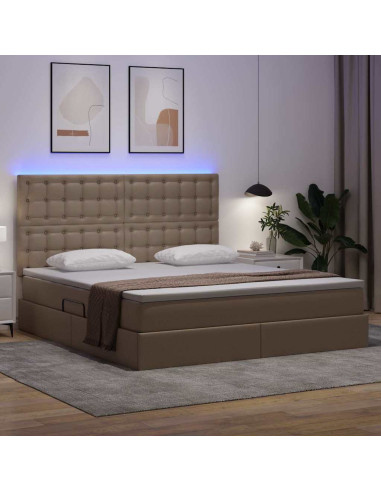 Letto con contenitore e LED con led Cappuccino 180 x 200 cm