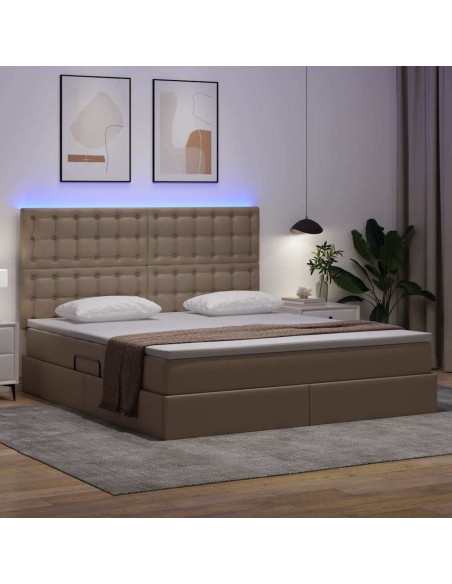 Letto con contenitore e LED con led Cappuccino 180 x 200 cm