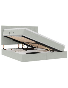 Letto con contenitore e LED Grigio chiaro 160 x 200 cm Velluto 2