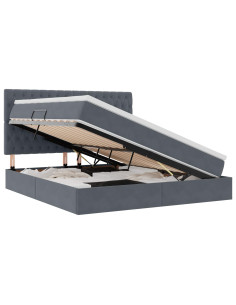 Letto con contenitore e LED Grigio scuro 160 x 200 cm Velluto 2